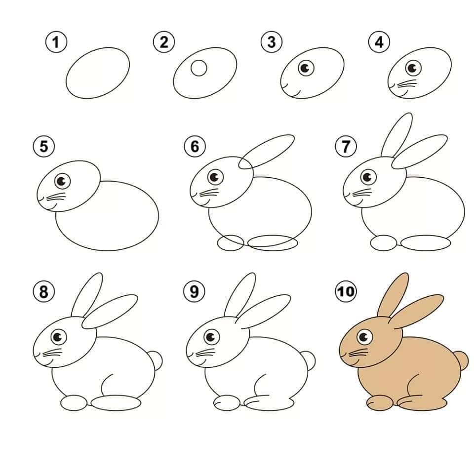 Заяц рисунок карандашом для детей легкий