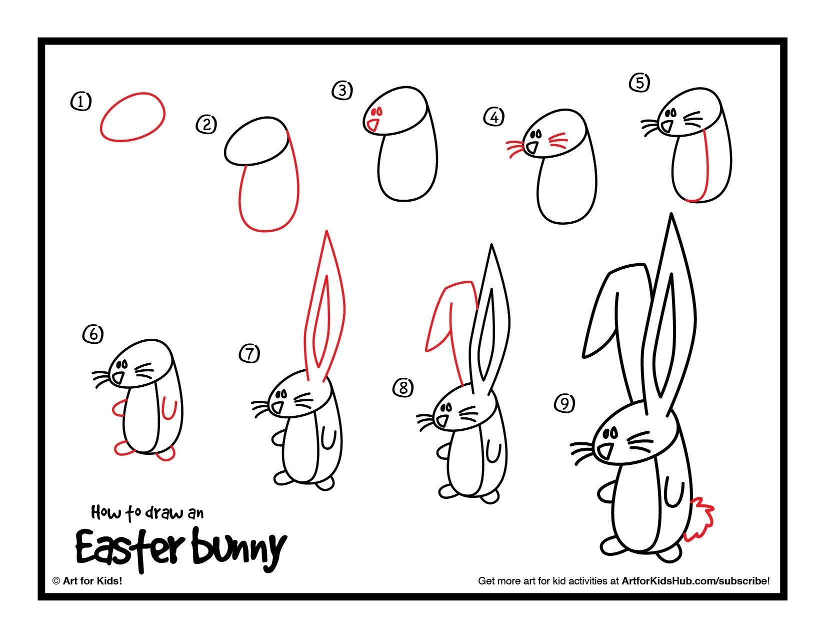 Пошаговое рисование кролика для детей