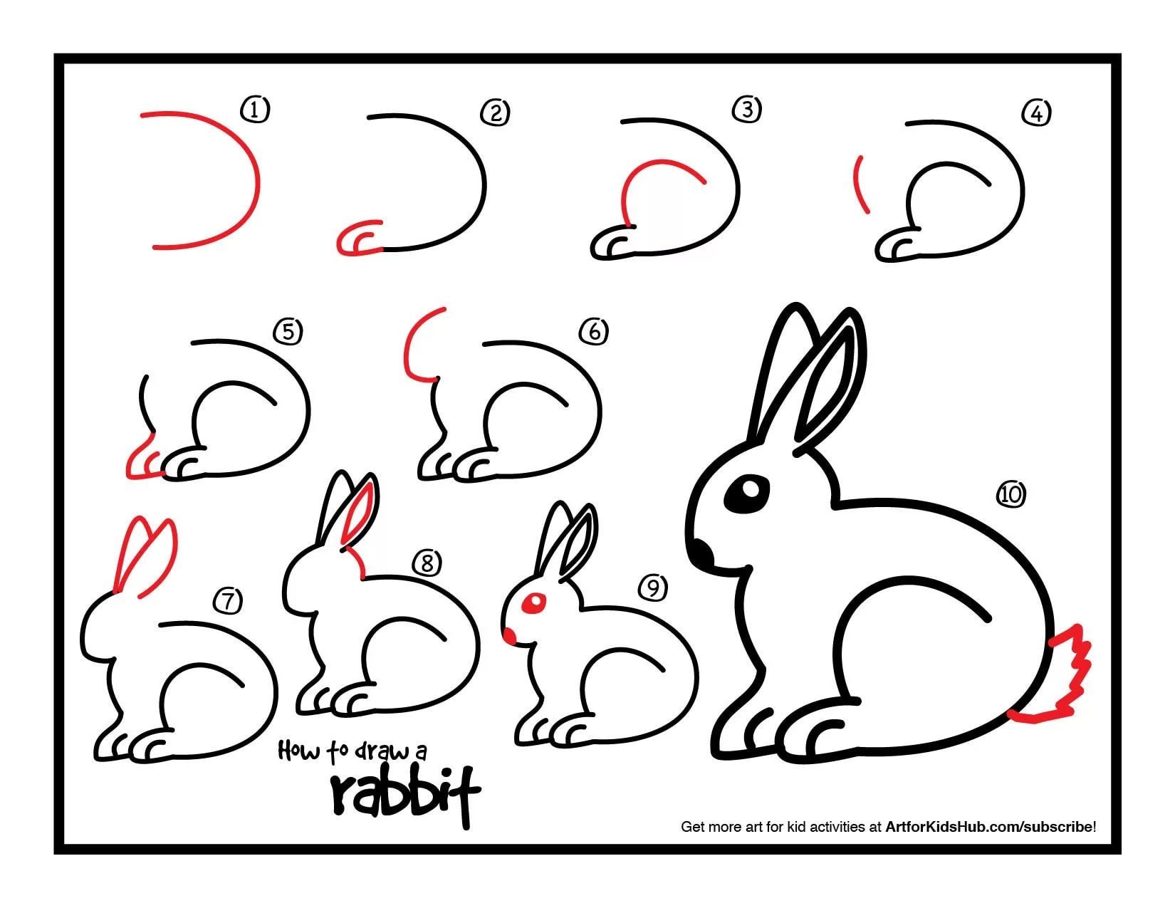 Схема рисования зайца для детей