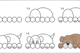 Схема рисования собаки для дошкольников