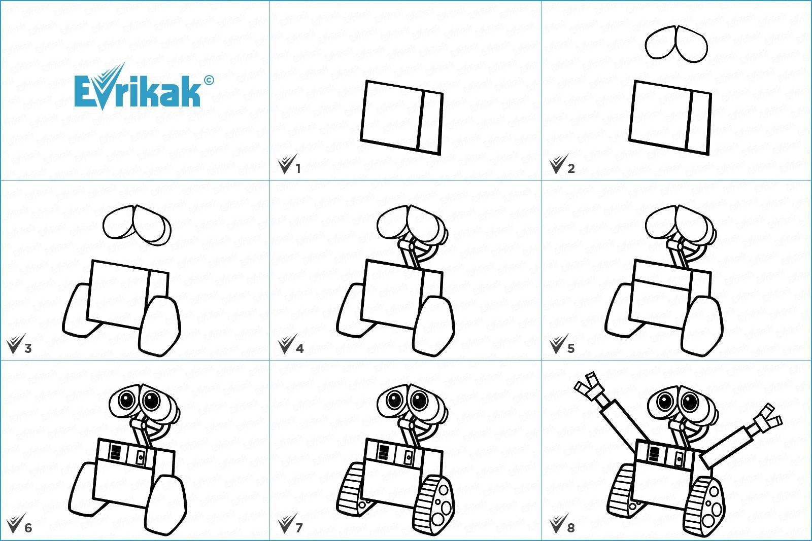 Нарисовать робота поэтапно для детей