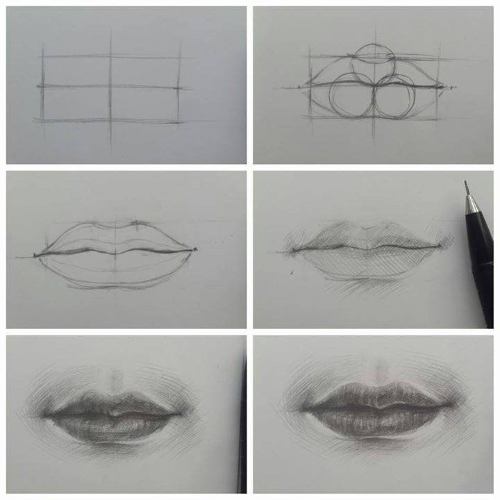 Рисуем губы карандашом поэтапно для начинающих на бумаге