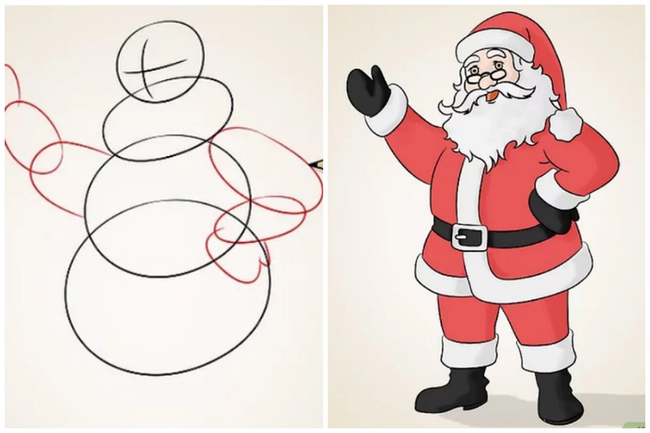 Легкие рисунки Санта Клауса