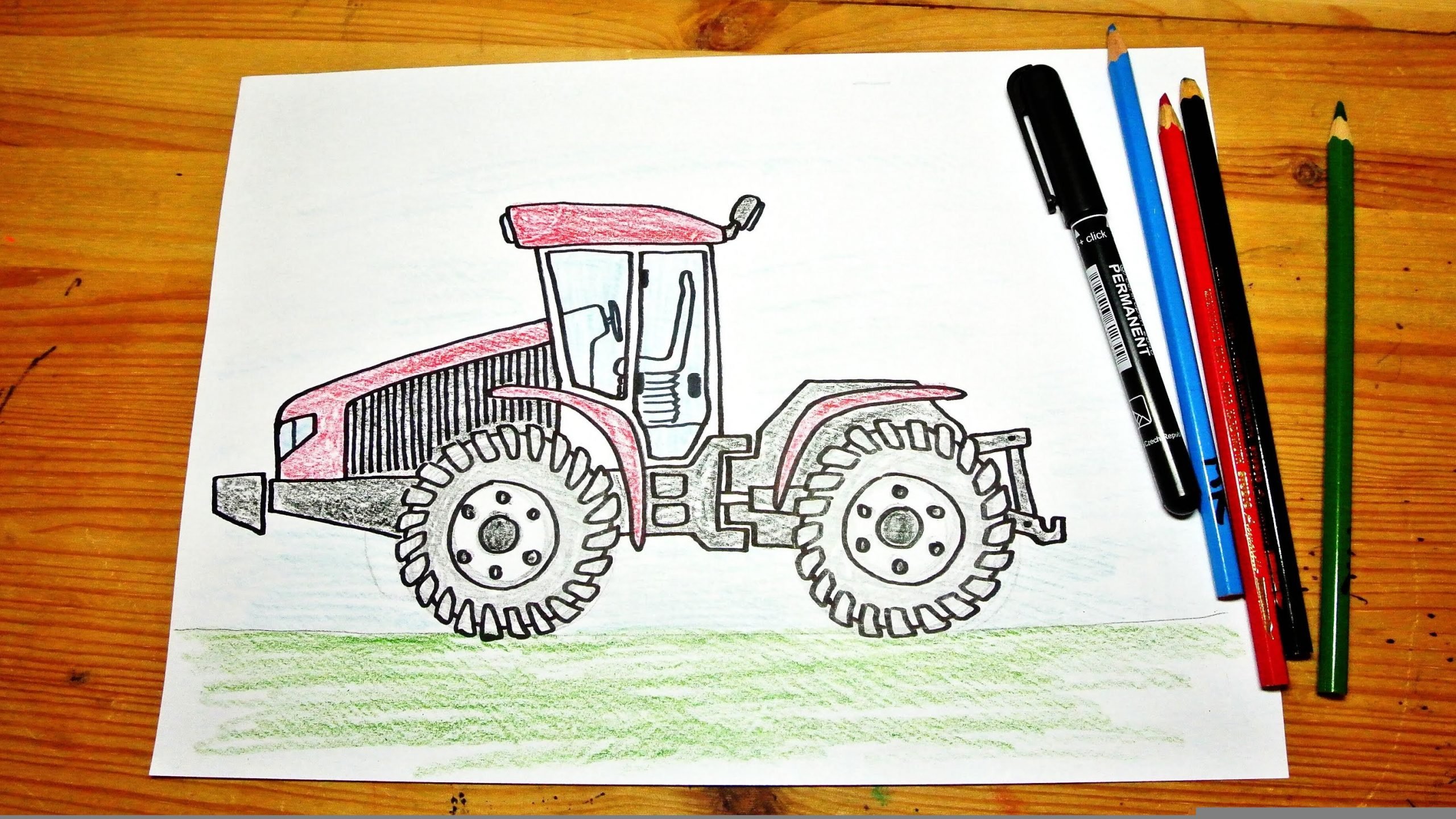 Трактор рисунок карандашом