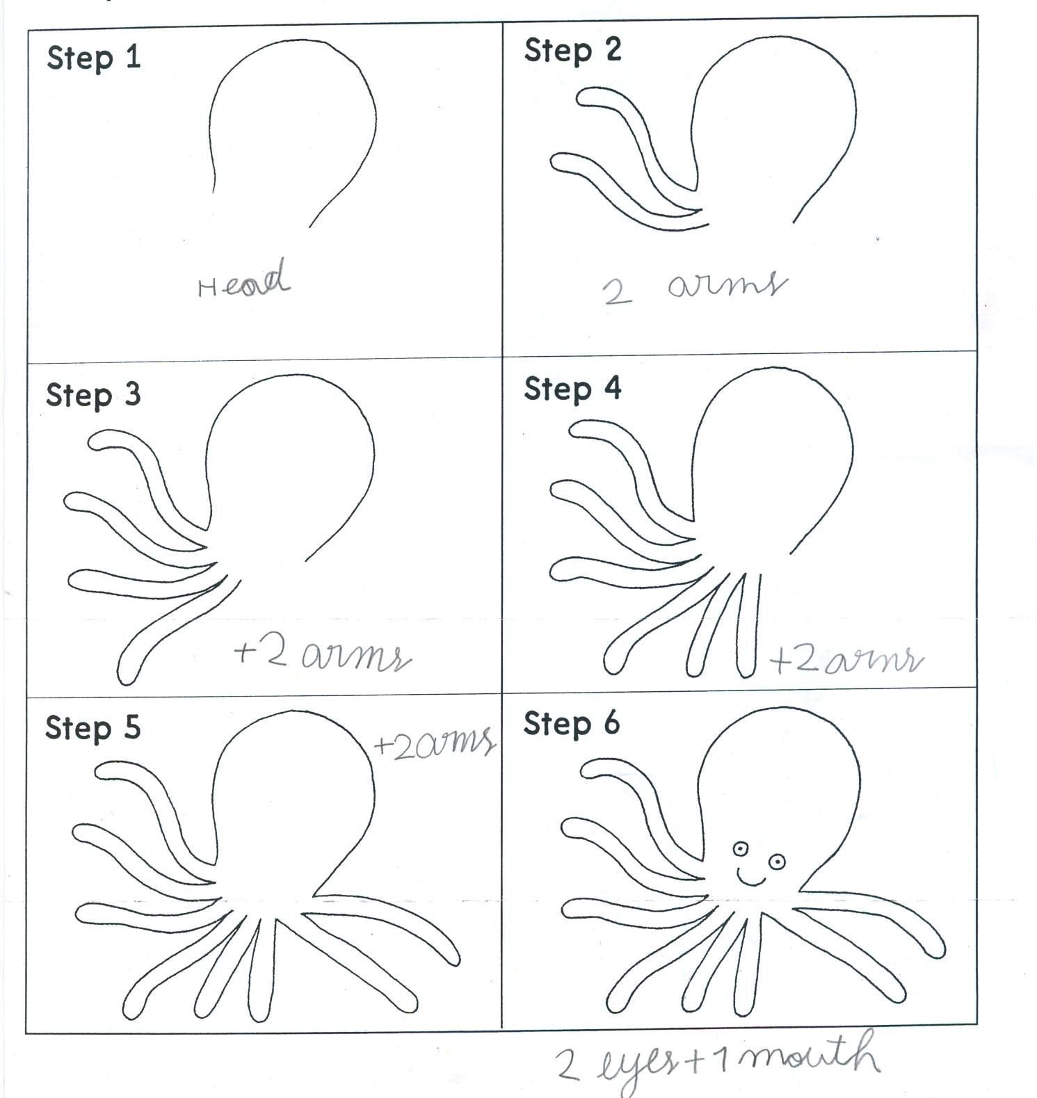 Нарисовать осьминога детям поэтапно