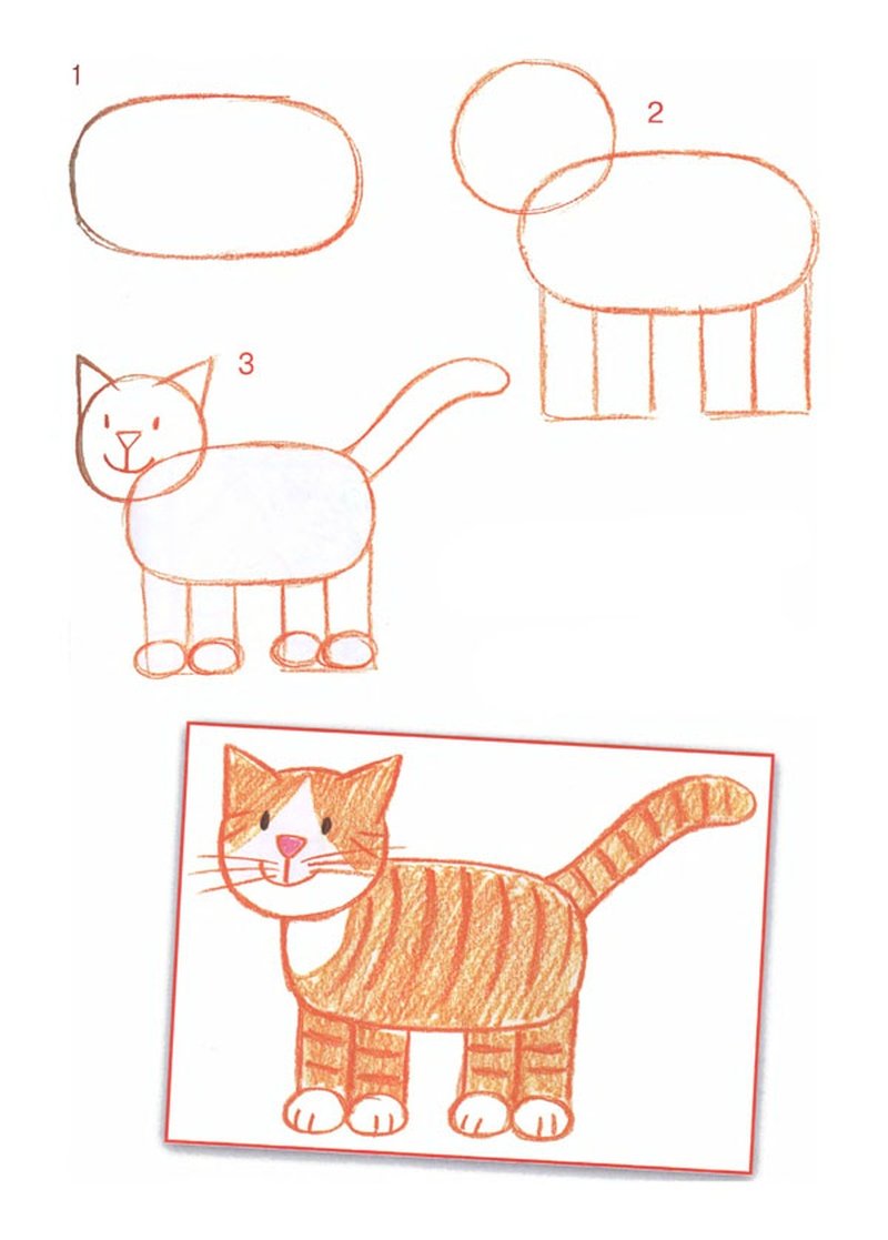 Как рисовать кота для детей поэтапно