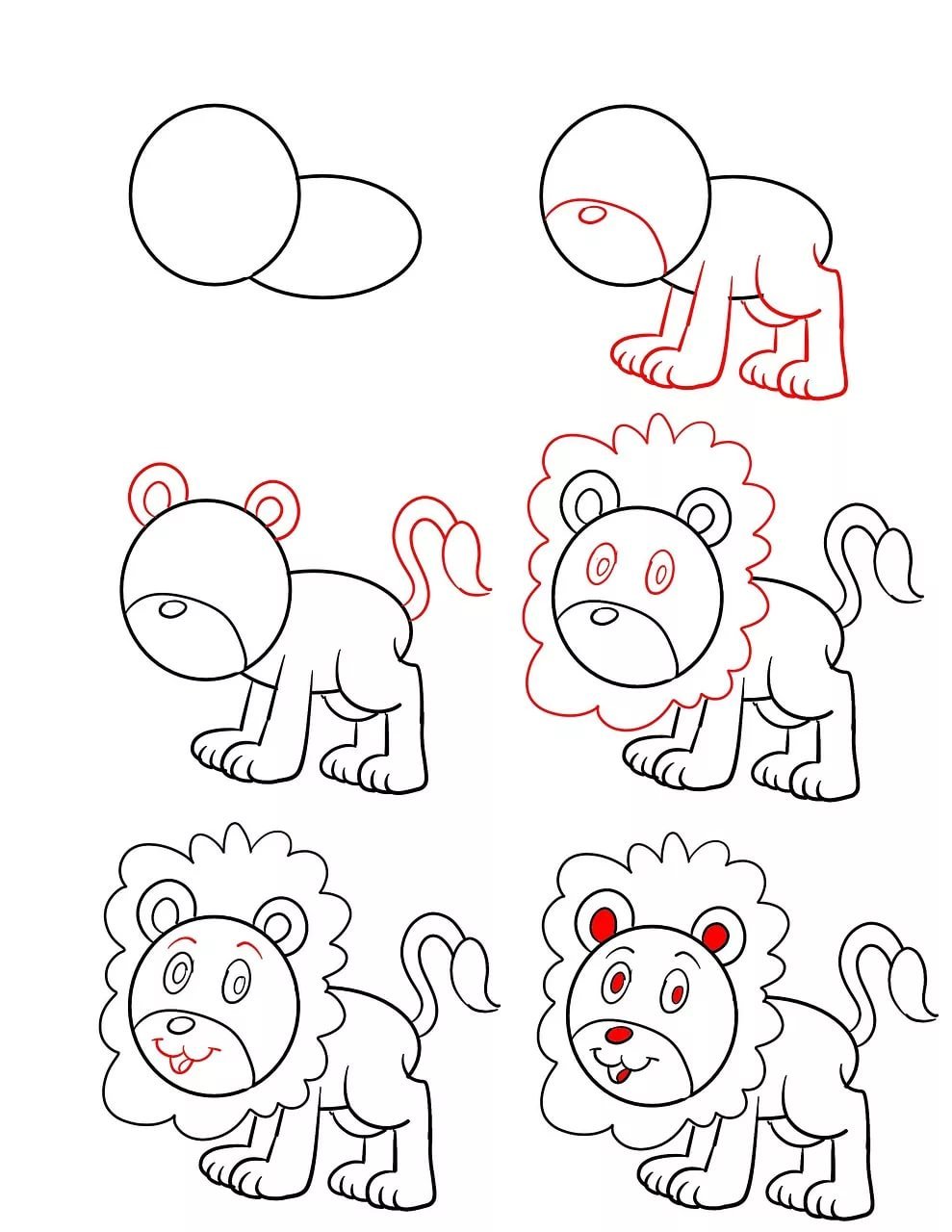 Схема рисования Льва для дошкольников