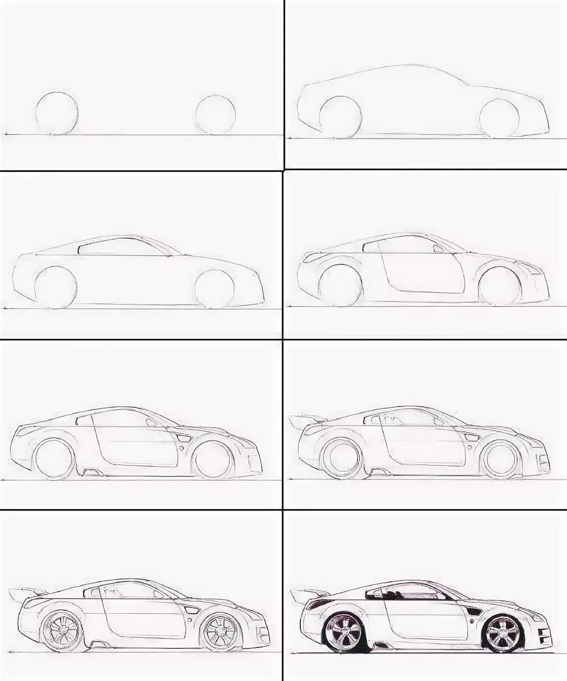 Как нарисовать машину легко поэтапно