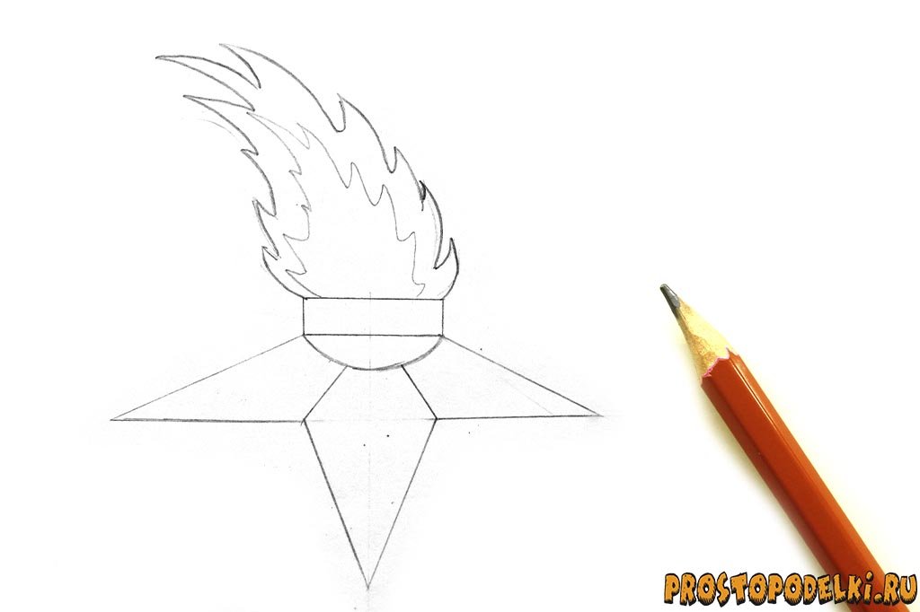Рисунок на 9 мая вечный огонь карандашом для срисовки