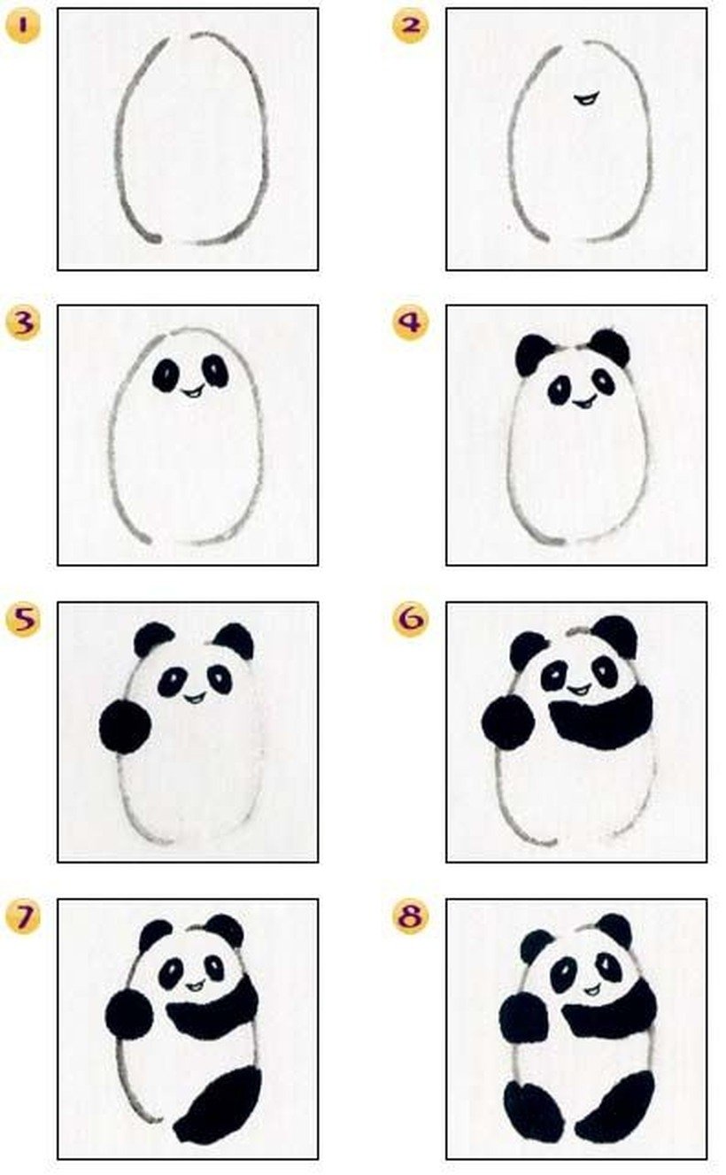 Панда рисунок по этапно