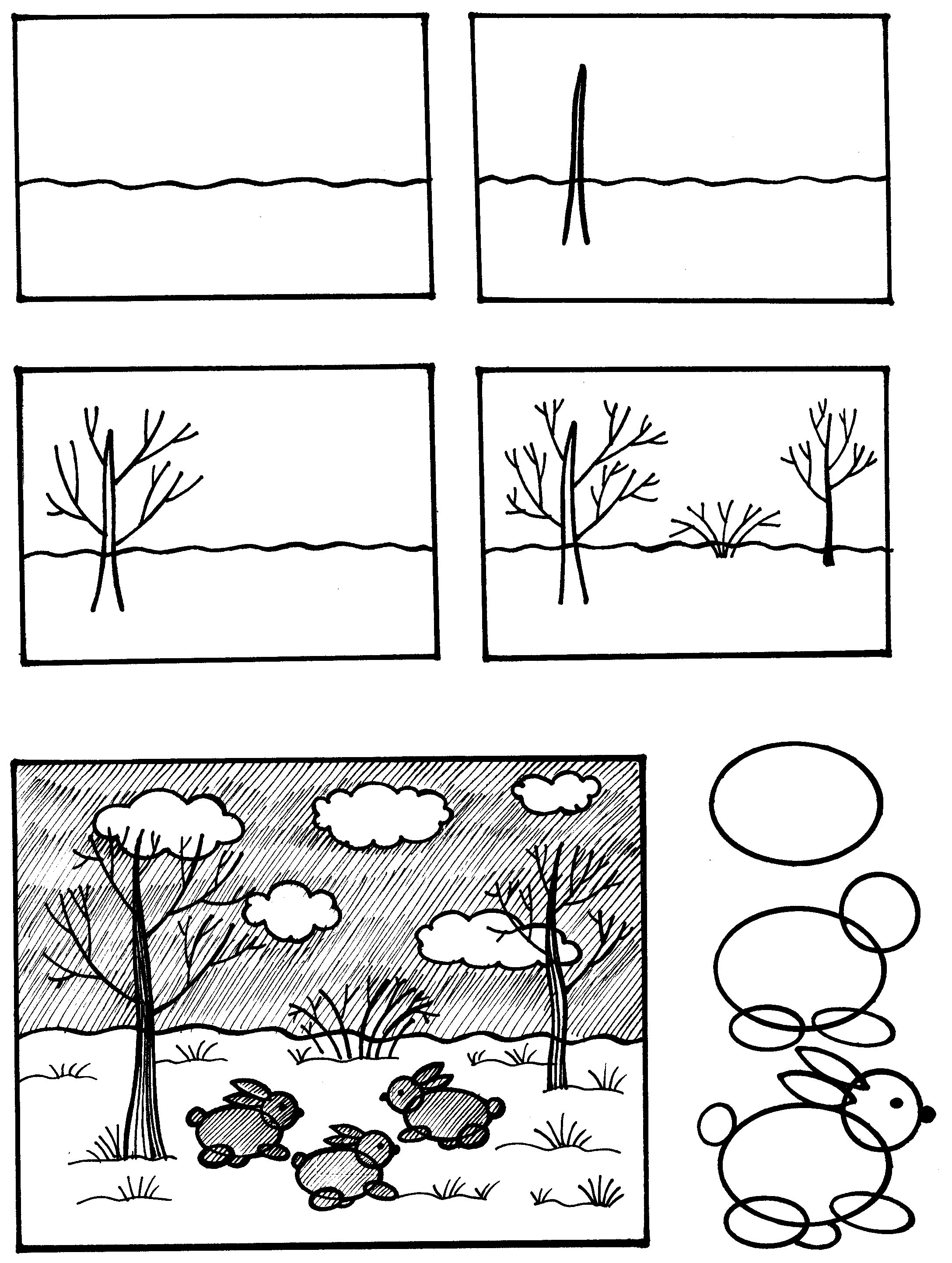 Последовательность рисования пейзажа для детей