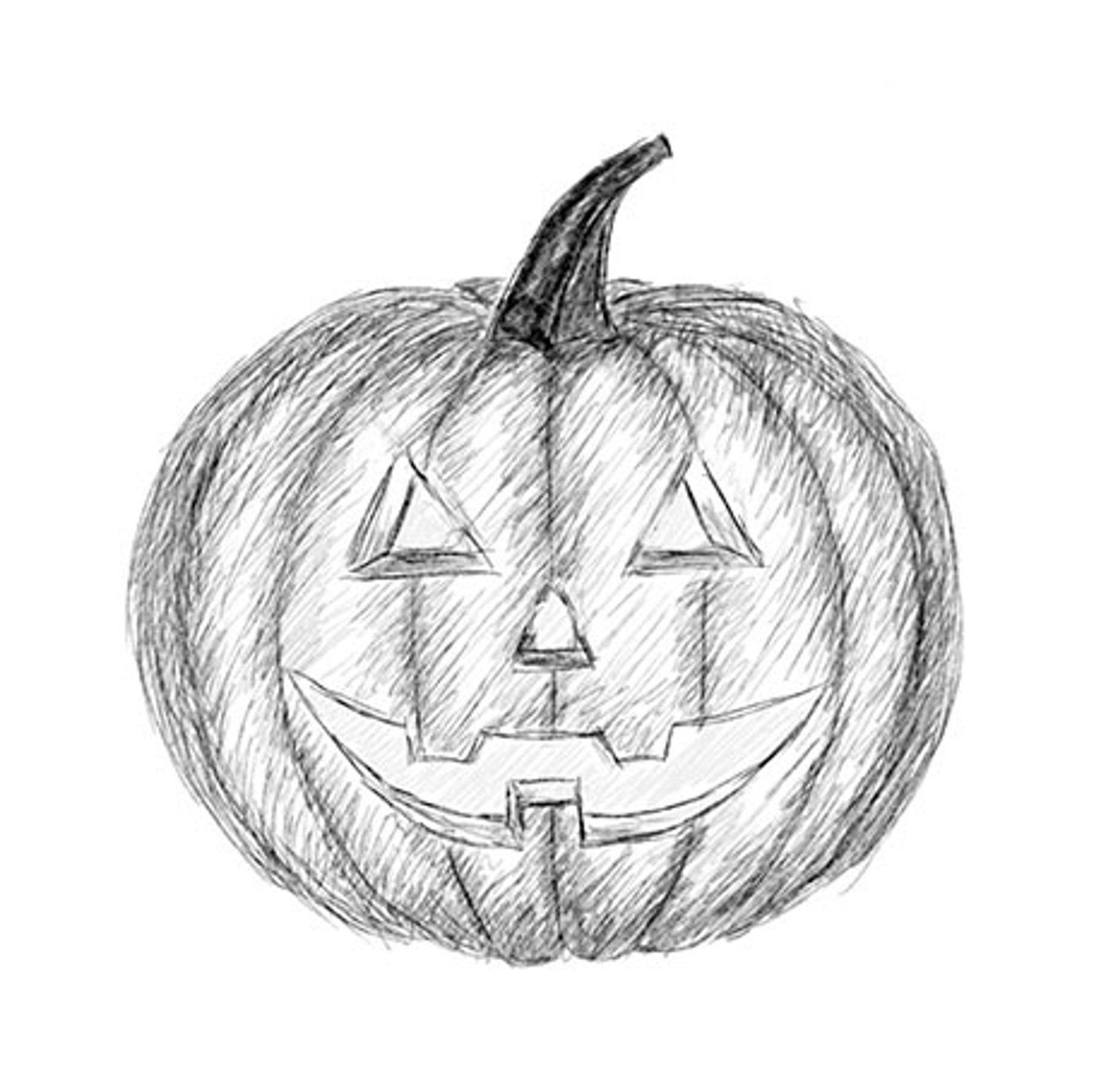 Рисунок тыквы на Хэллоуин для срисовки