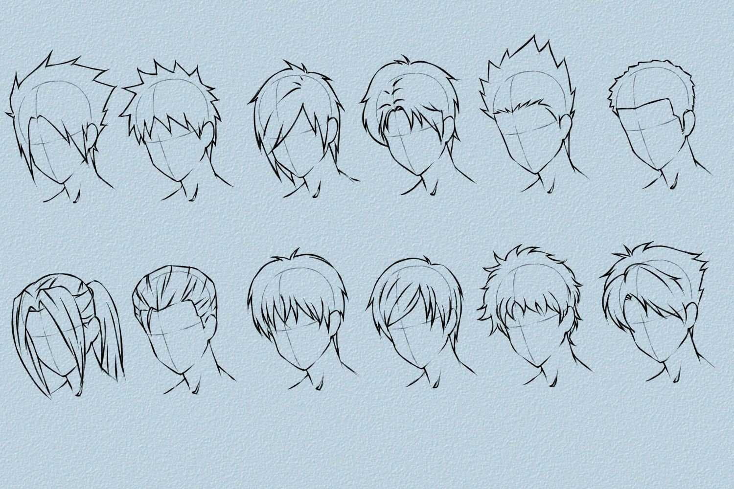 Причёски аниме парней карандашом