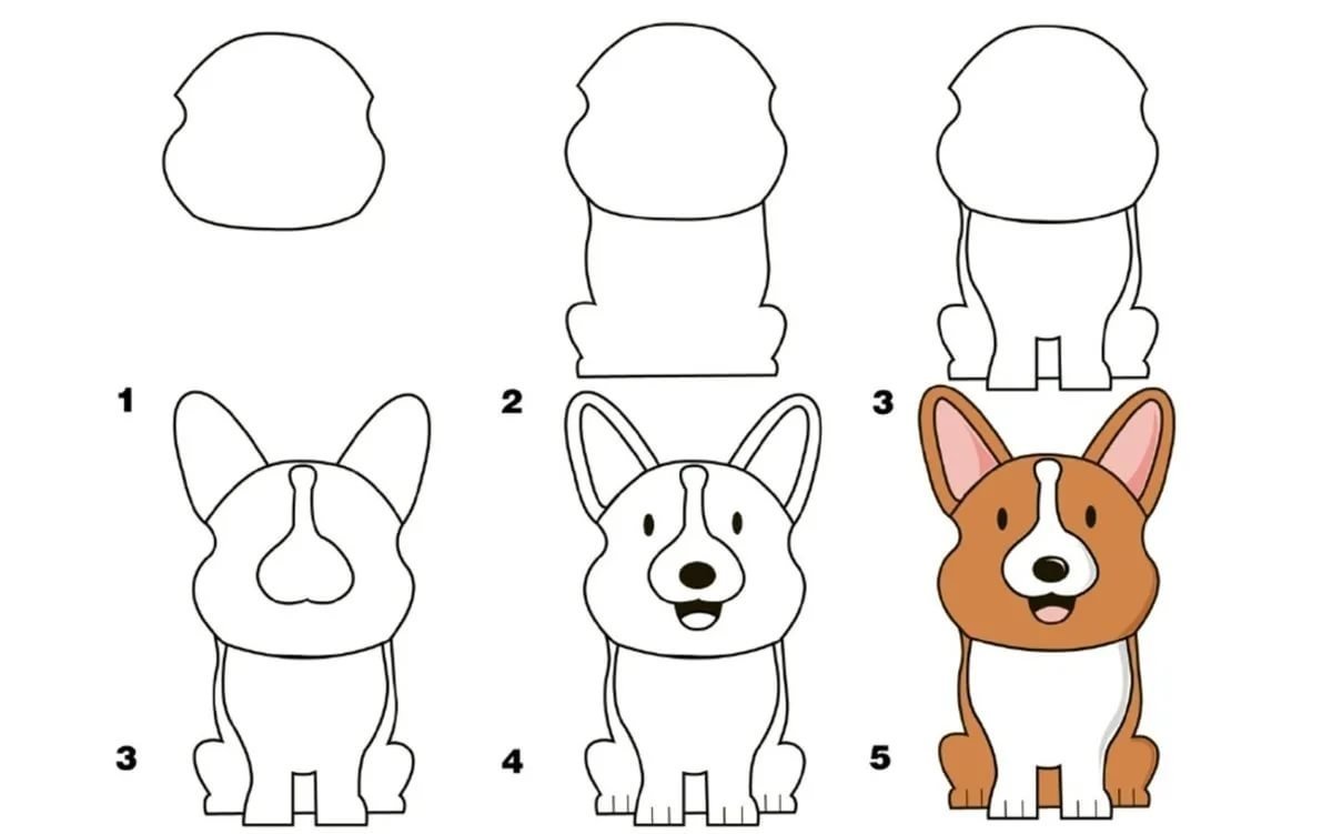 Легкие рисунки собак карандашом для начинающих