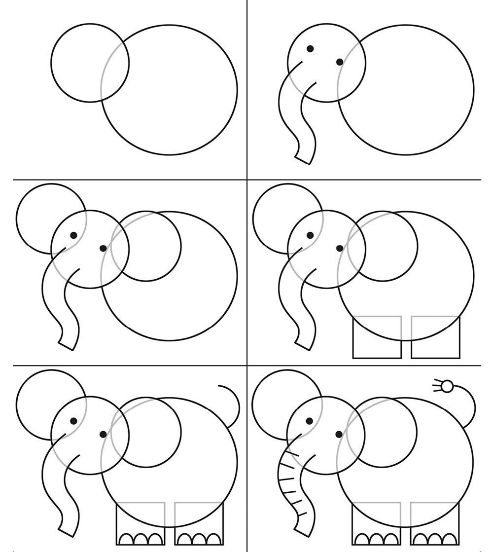 Слон пошаговое рисование