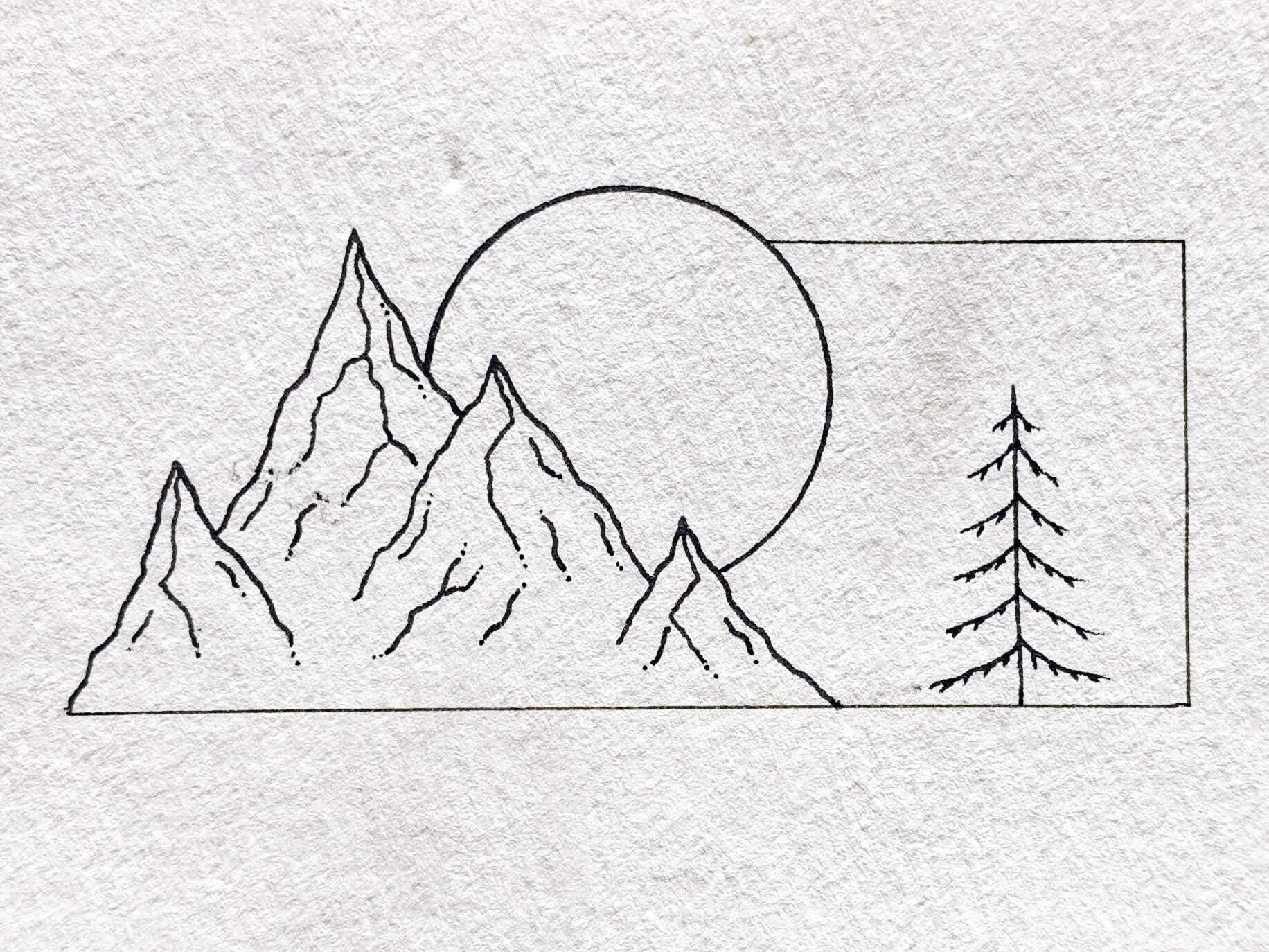 Рисунок горы карандашом для срисовки