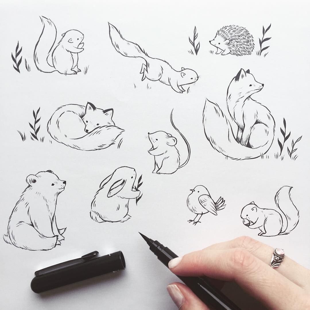 Срисовка легко черной ручкой. Идеи для рисования легко. Лёгкие скетчи ручкой. Маленькие лёгкие скетчи. Простой скетч животные.