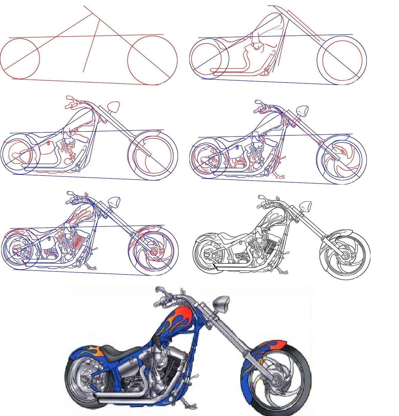 Мотоцикл рисунок карандашом для детей