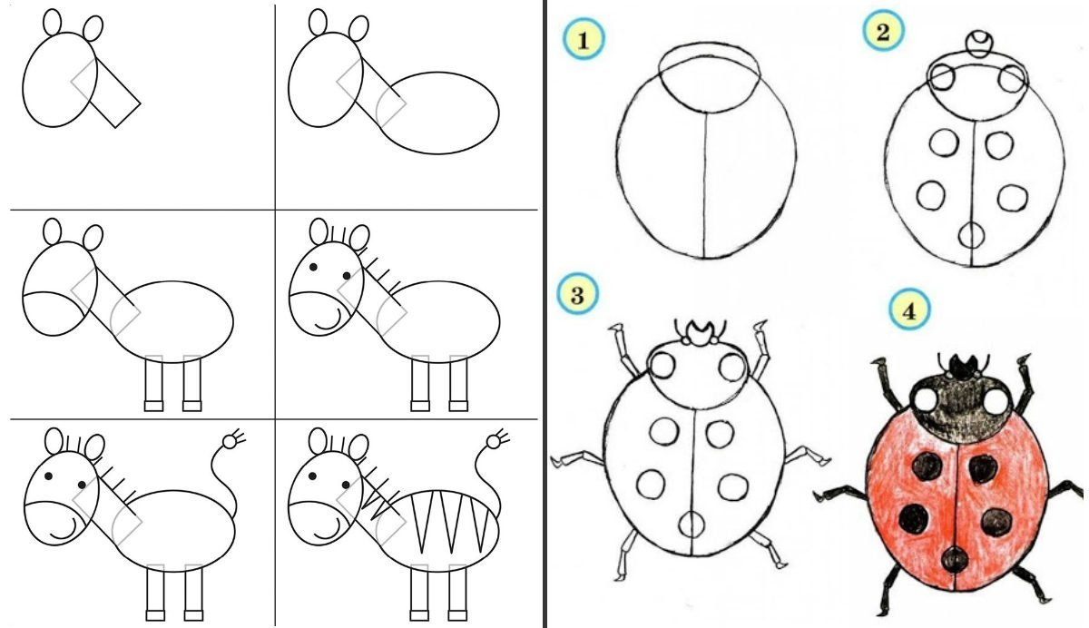 Рисунки детям поэтапно карандашом для начинающих (32 фото) 🔥 Прикольные картинки и юмор