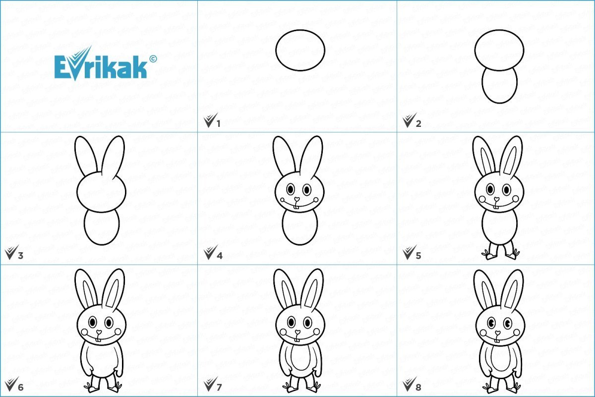 Этапы рисования зайца для детей