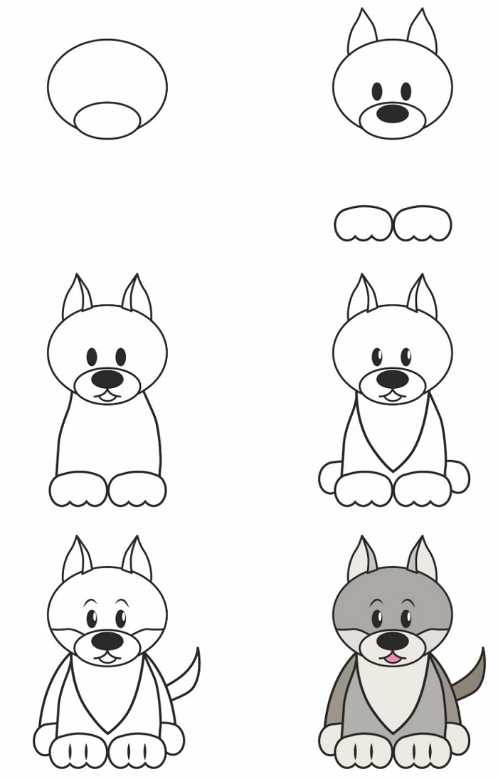 Волк поэтапно для детей. Пошаговое рисование волка. Поэтапное рисование волка для детей. Схема рисования собаки для дошкольников. Рисунок для срисовки легкий.