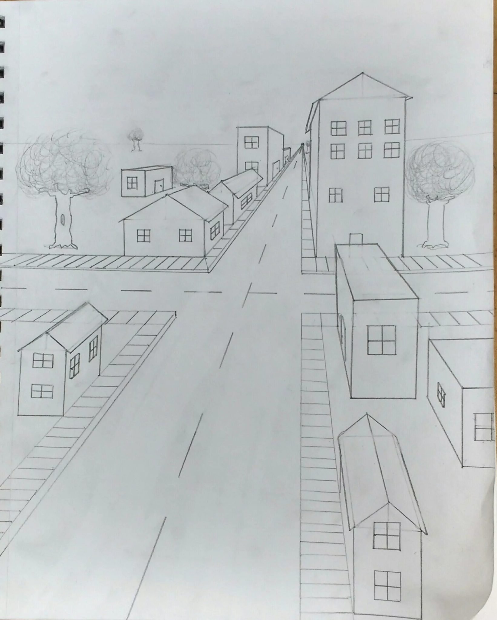 Рисунок улицы карандашом