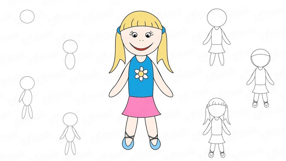 Куклы рисовать для девочек легко