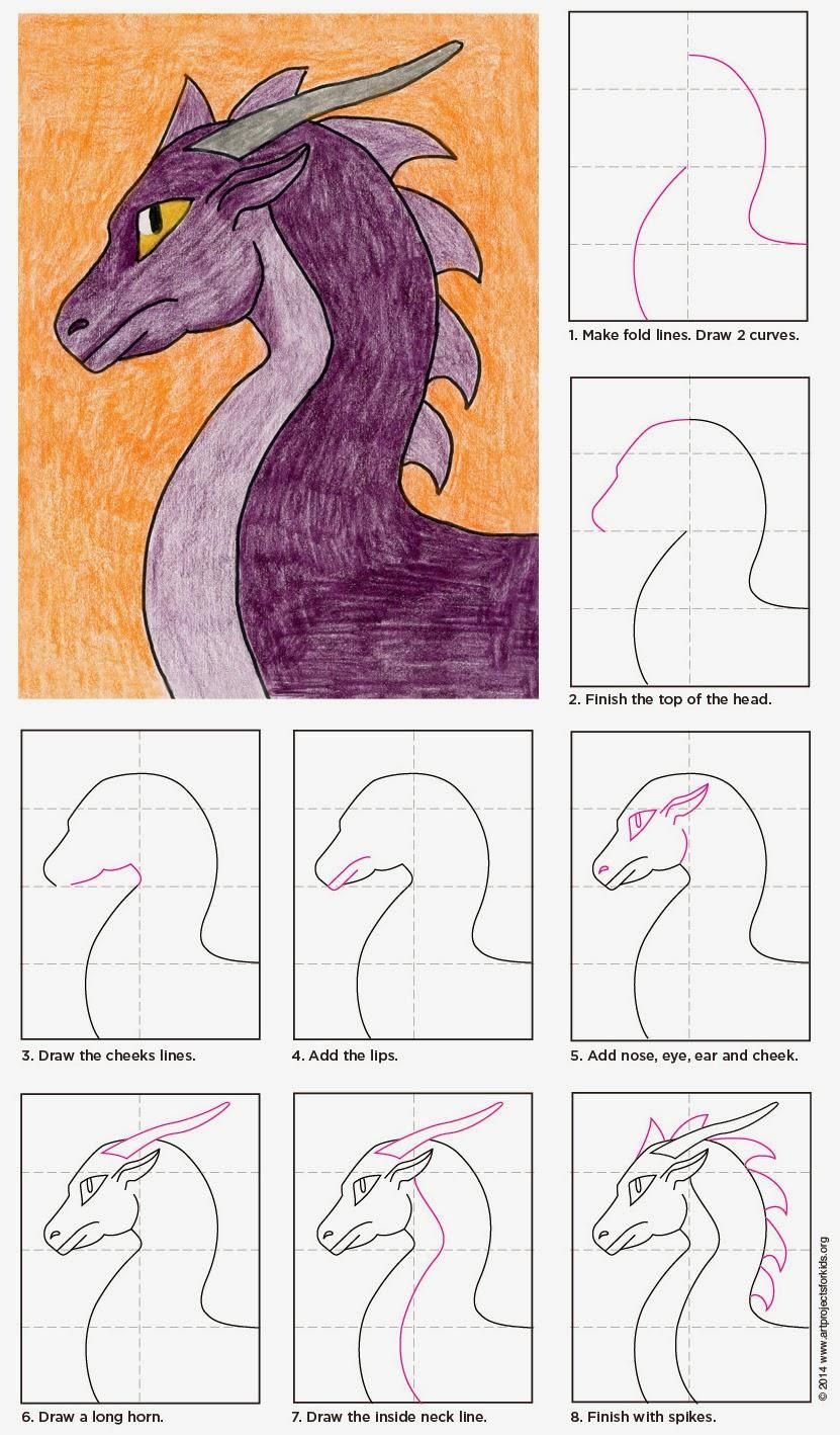 Рисуем дракона поэтапно для детей
