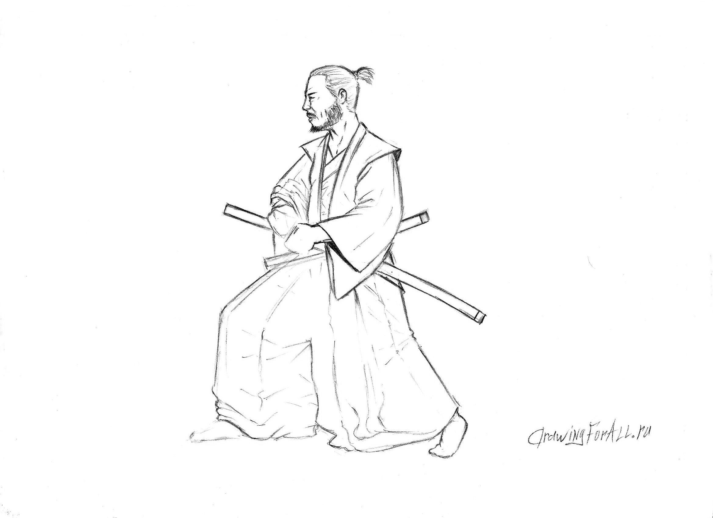 Пошаговый рисунок самурая