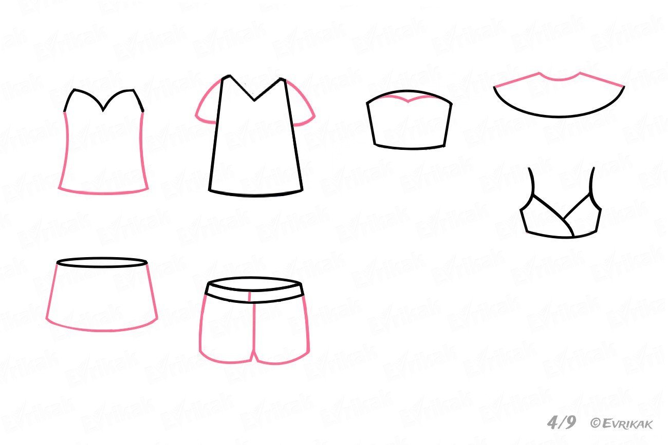 Схема рисования одежды