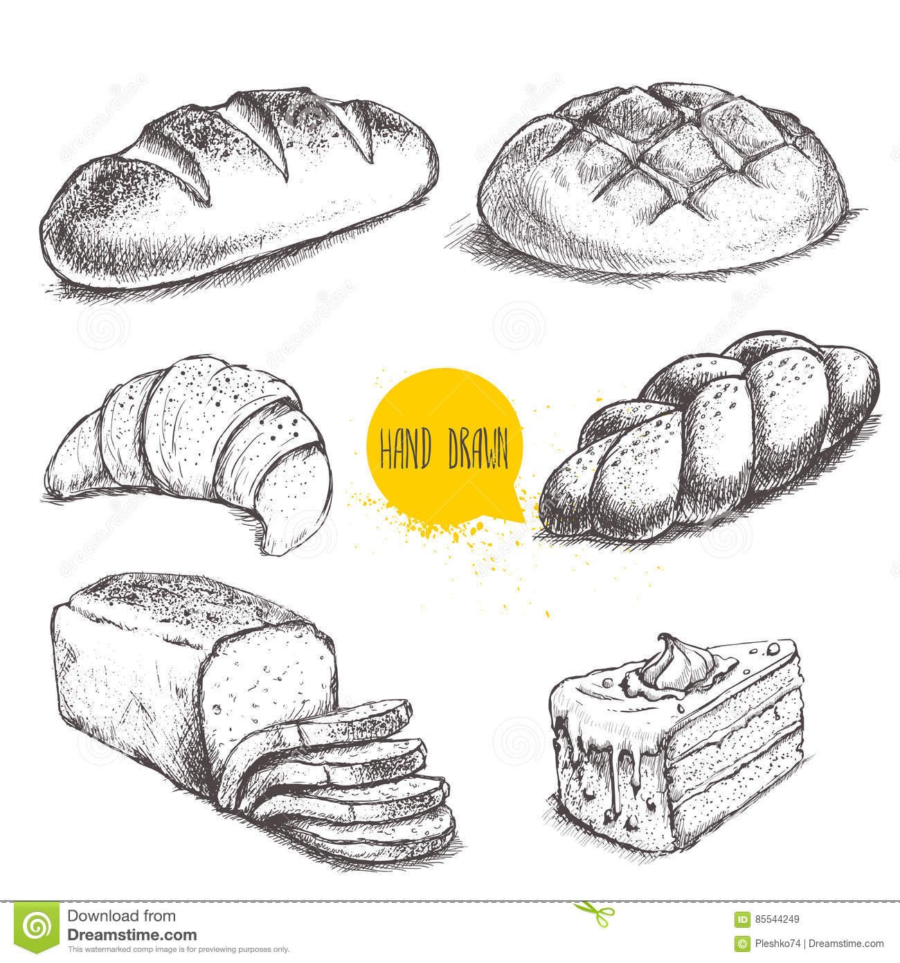 Образцы рисования хлеб и хлебобулочные изделия
