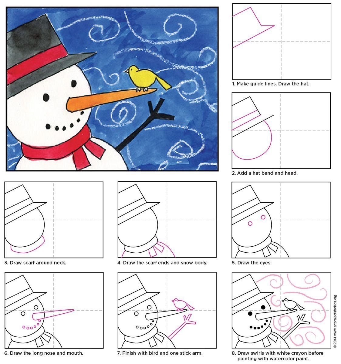 Пошаговое рисование снеговика для детей