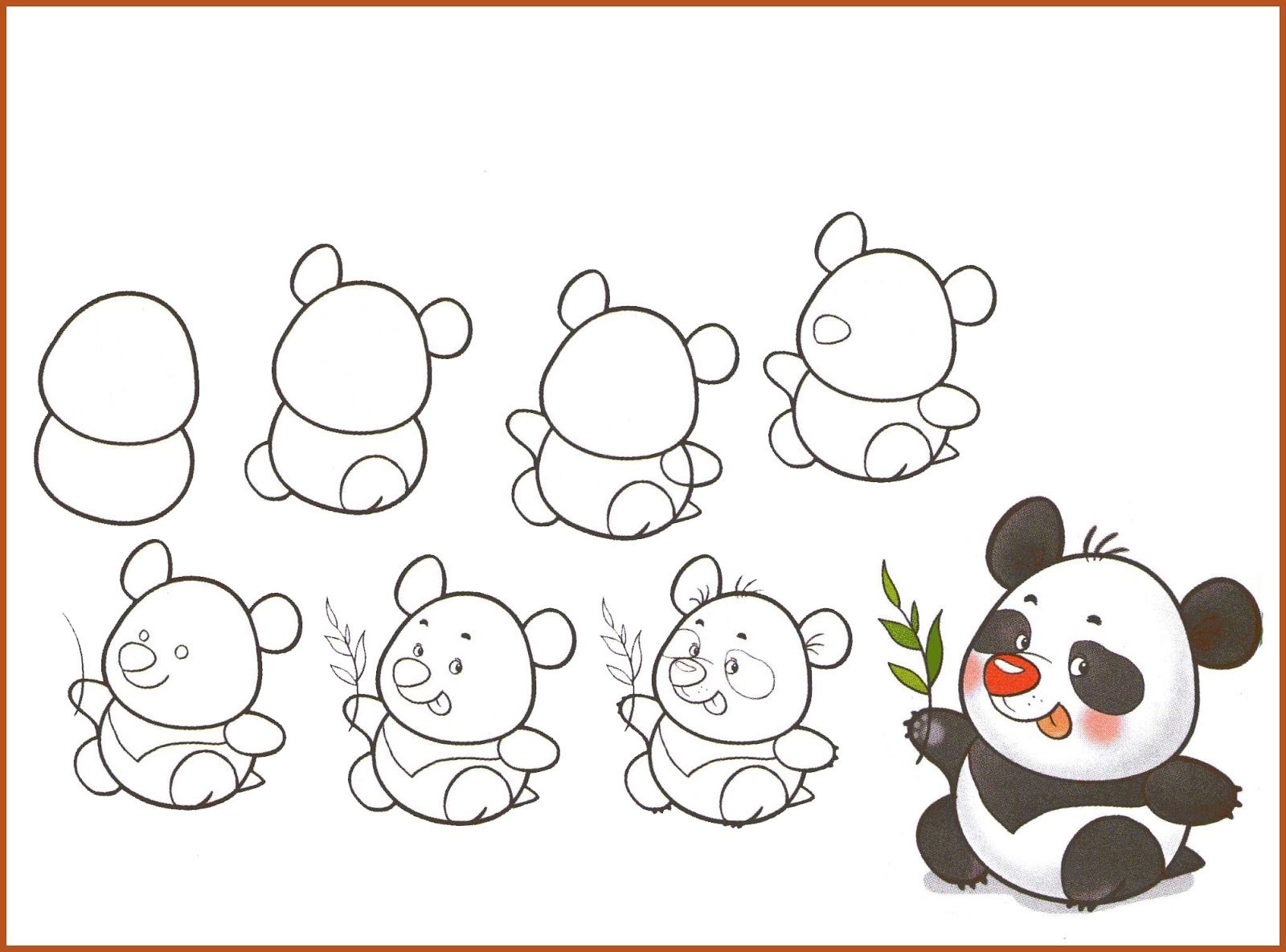 Поэтапное рисование панды для детей