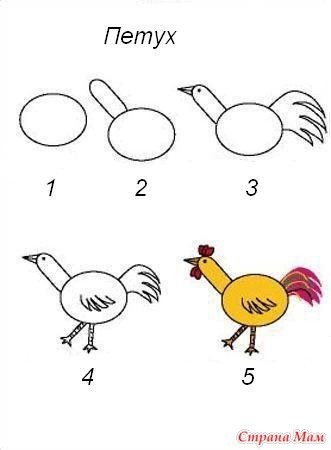 Как нарисовать курицу карандашом поэтапно для детей