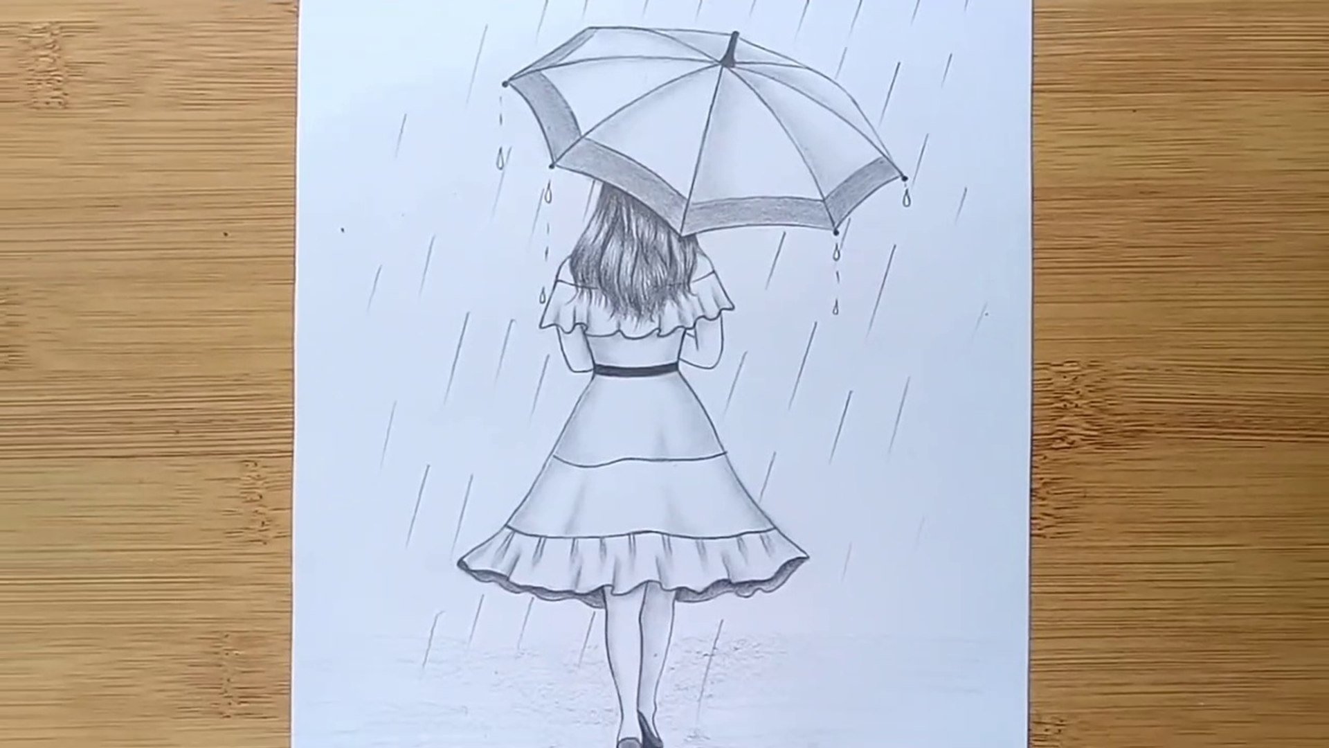 Рисовать девочку с зонтиком