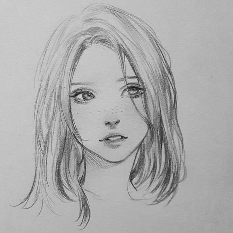 Лицо девушки карандашом для срисовки