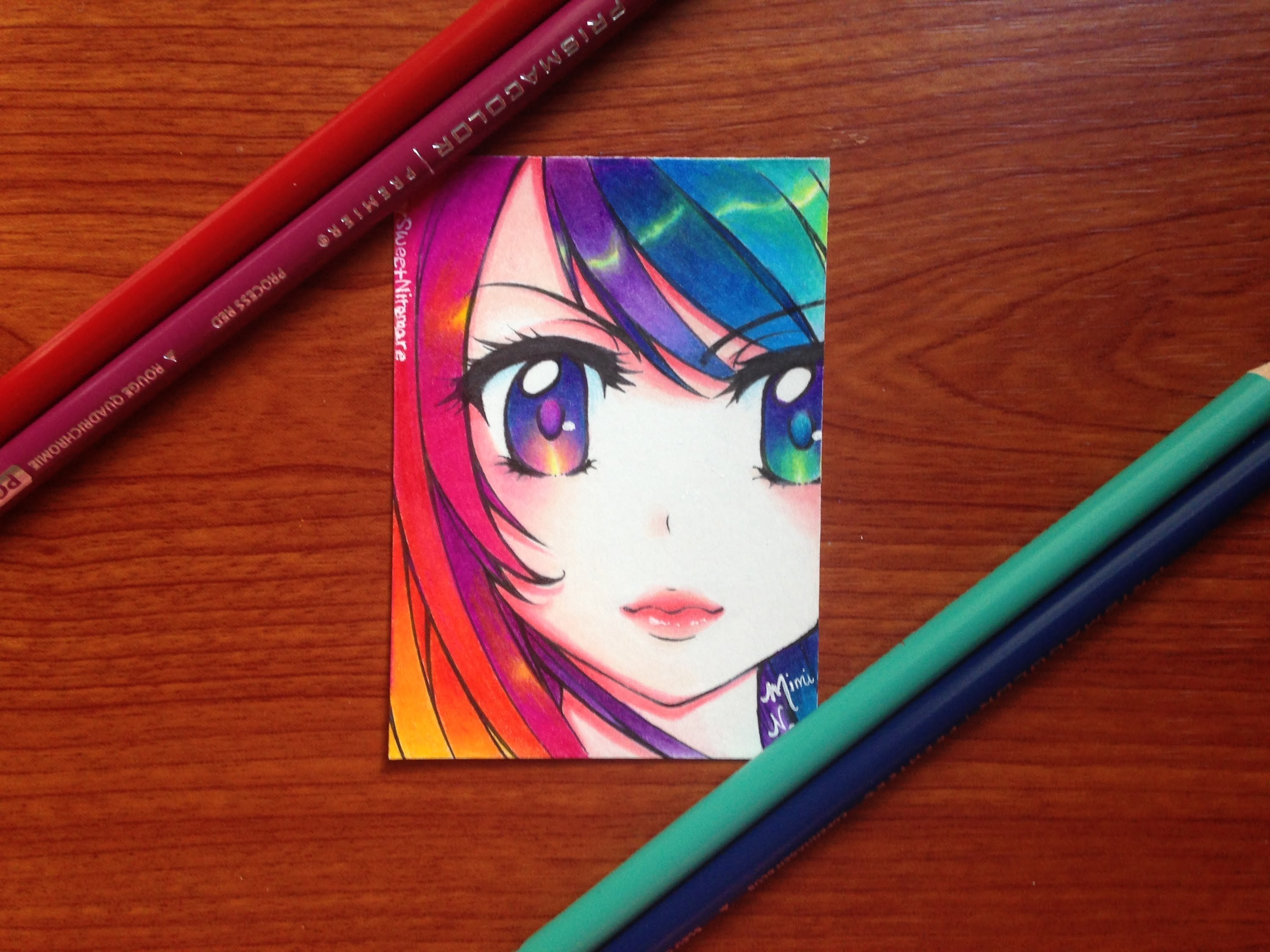 Аниме рисунки цветными карандашами