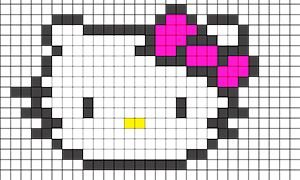 Хеллоу Китти по клеточкам легко