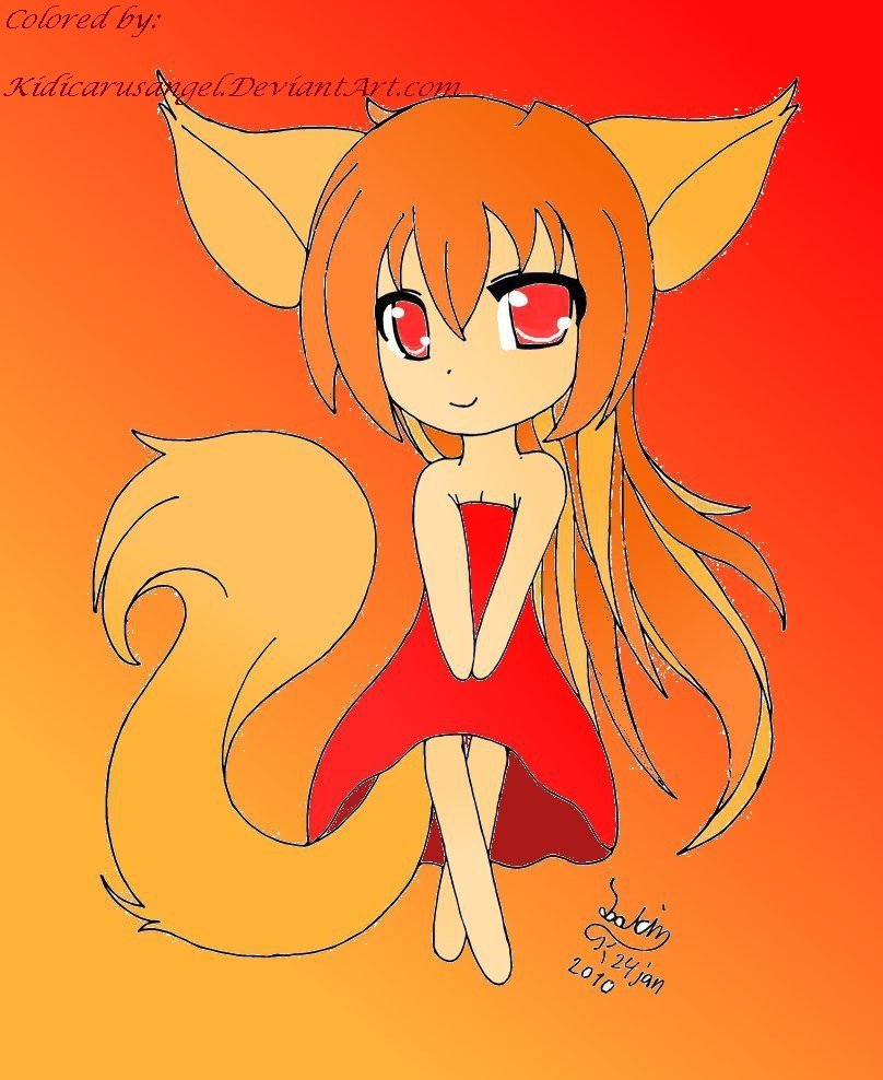 Рисунок девочки лисы
