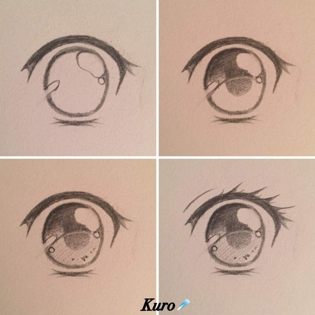 Рисунки по этапно аниме глаза