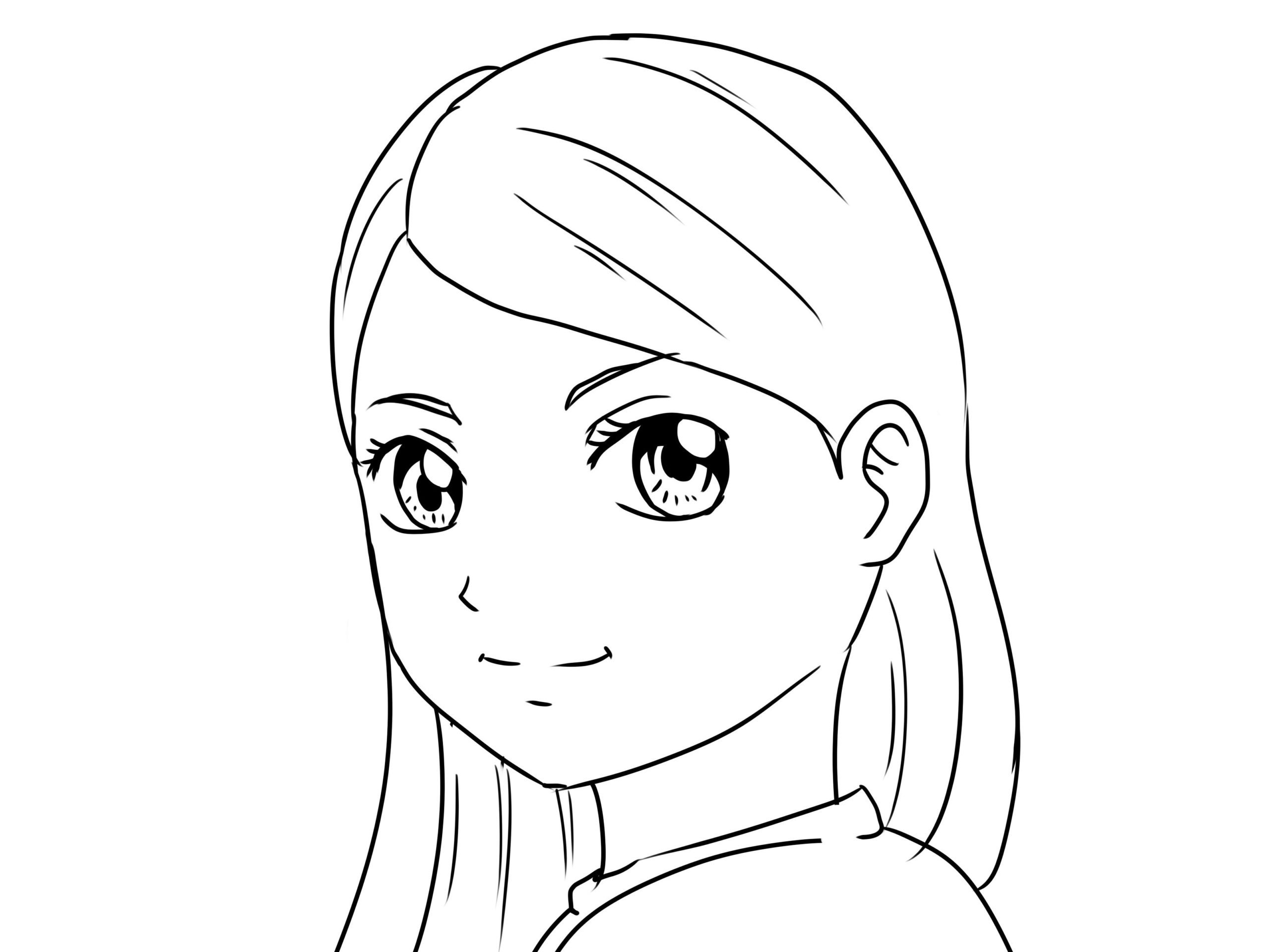 Рисунок лицо девочки для срисовки