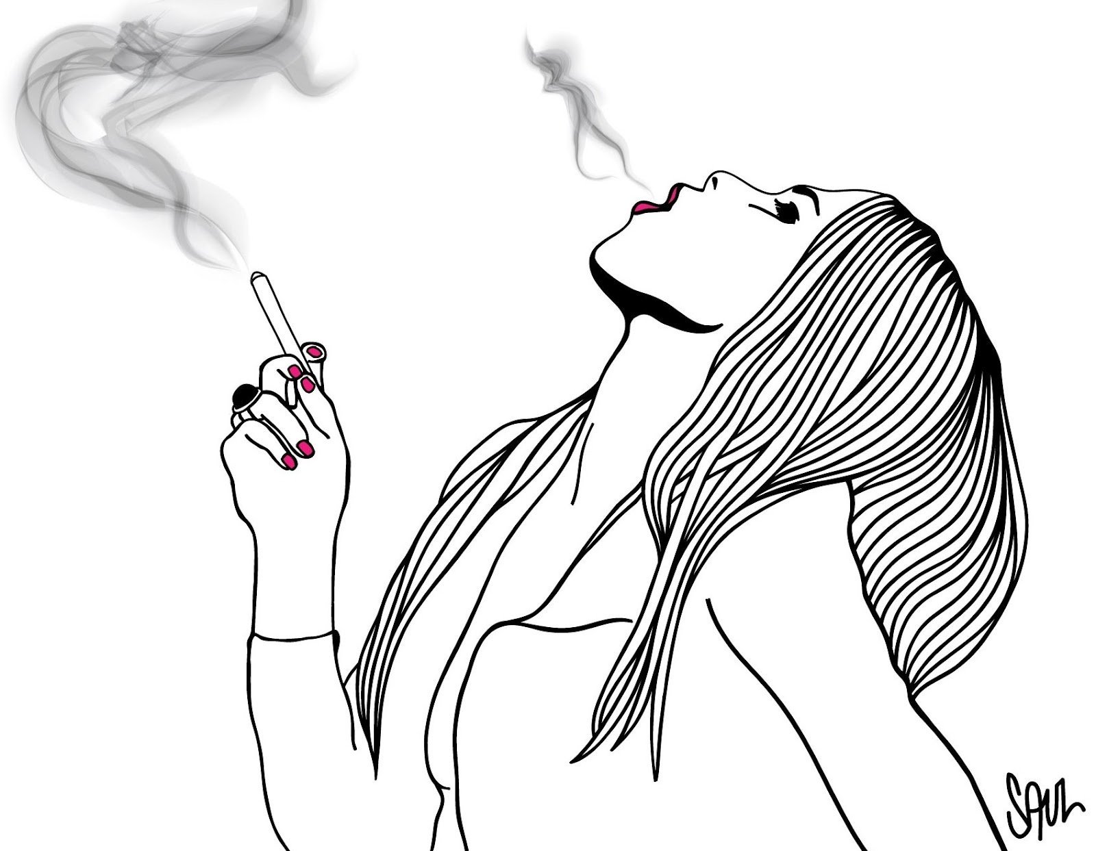 Курящая девушка набросок