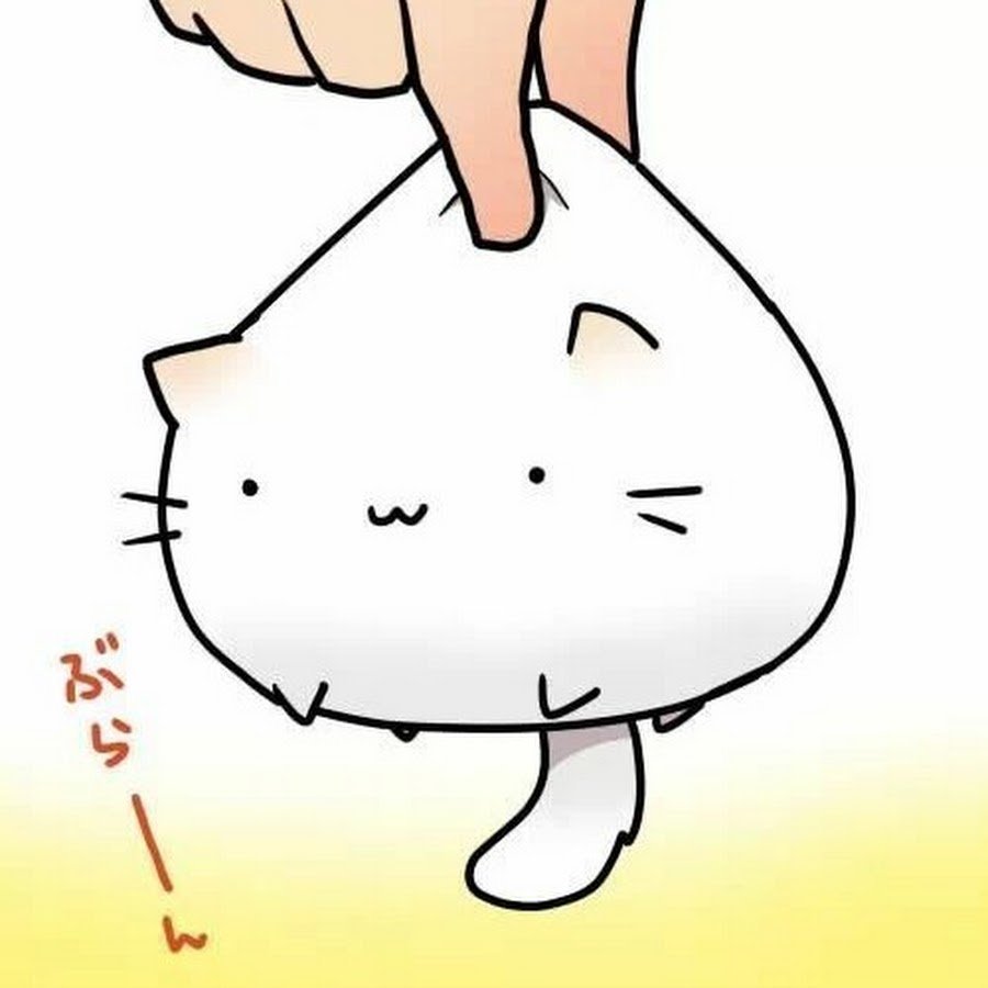 Кавайный котик карандашом с ленточкой на шее