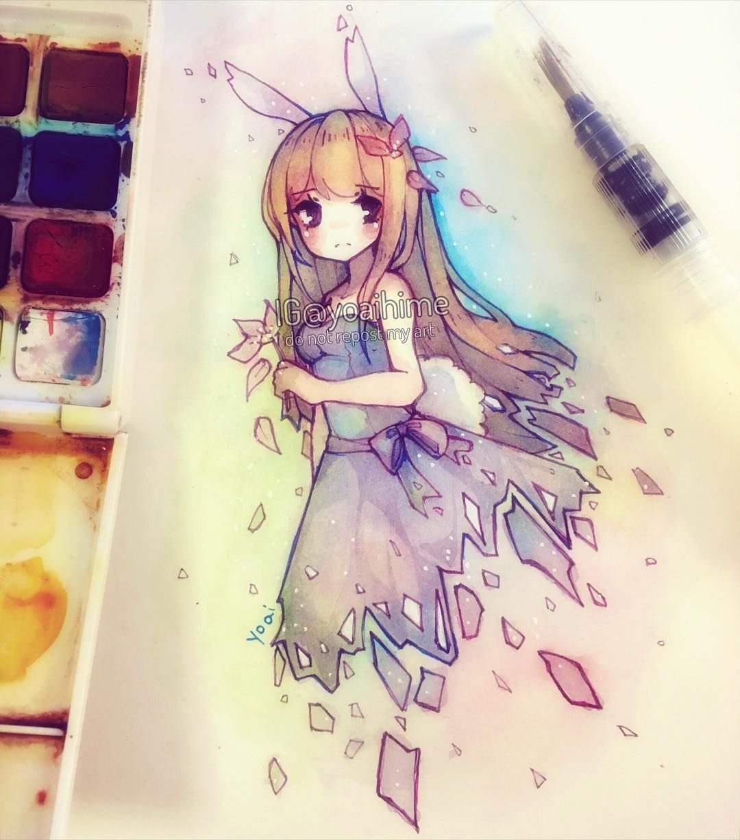 Аниме девушки рисунок цветной