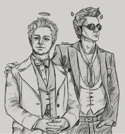 Кроули благие знамения карандашом