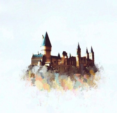 Гарри Поттер замок Хогвартс акварель