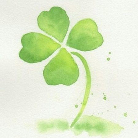 Клевер четырехлистный акварель