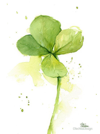 Клевер рисунок красками