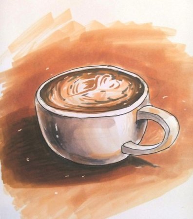 Кофе акварель