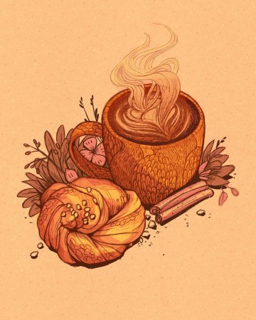 Булочка с корицей рисунок
